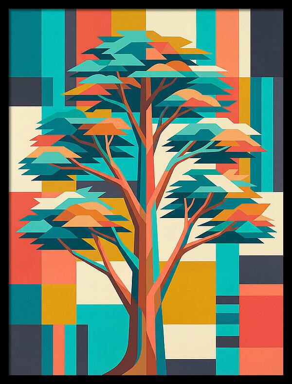 Cedar Tree In Vibrant Geometry