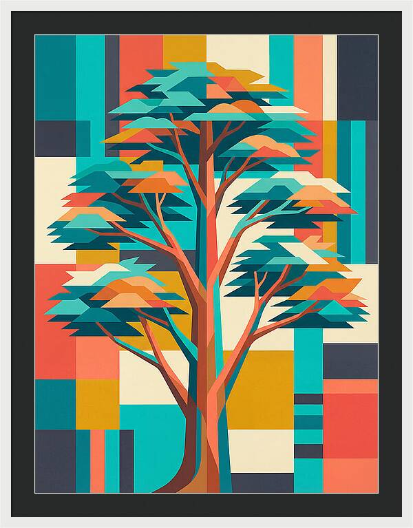 Cedar Tree In Vibrant Geometry