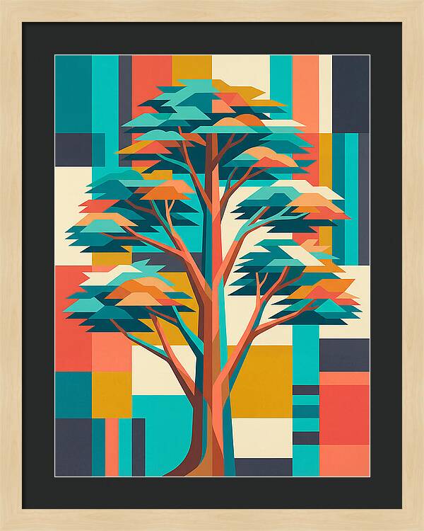 Cedar Tree In Vibrant Geometry