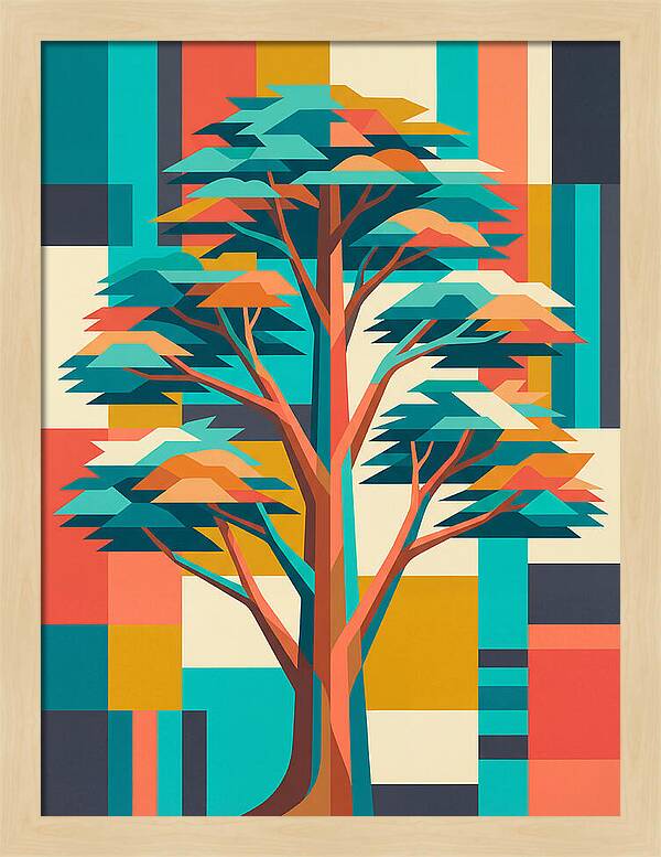 Cedar Tree In Vibrant Geometry