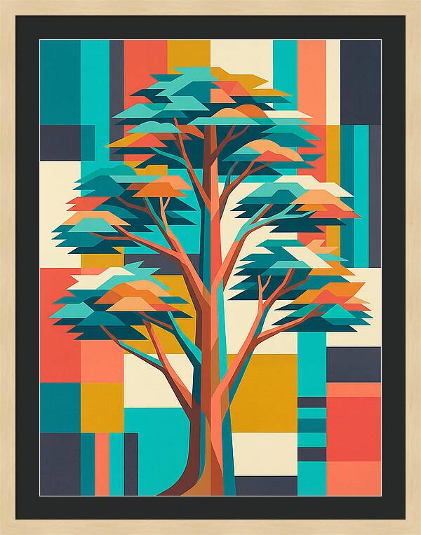 Cedar Tree In Vibrant Geometry