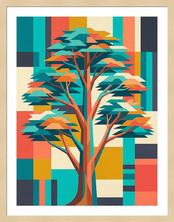 Cedar Tree In Vibrant Geometry