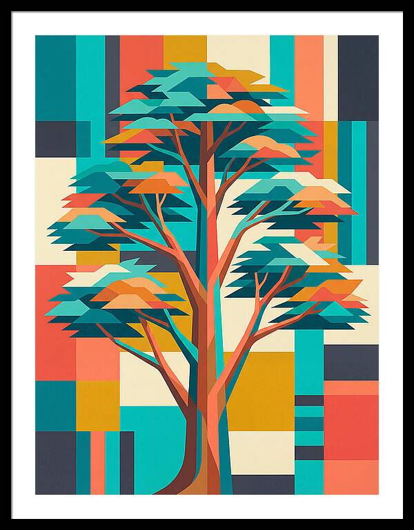 Cedar Tree In Vibrant Geometry