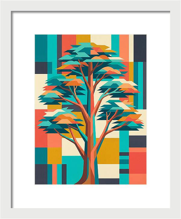 Cedar Tree In Vibrant Geometry
