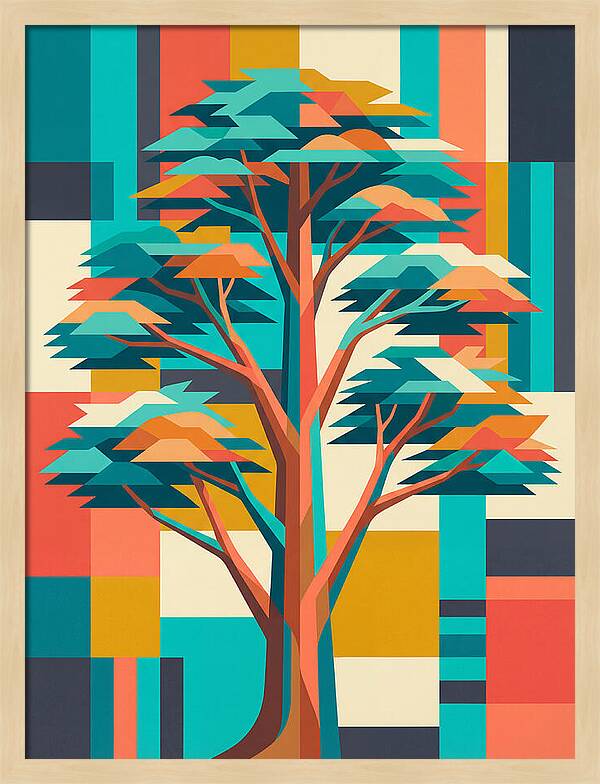 Cedar Tree In Vibrant Geometry