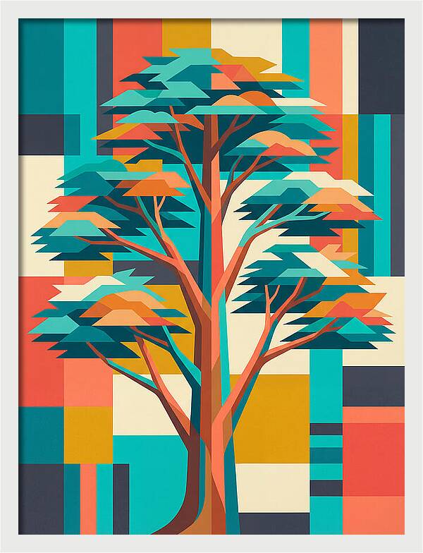 Cedar Tree In Vibrant Geometry