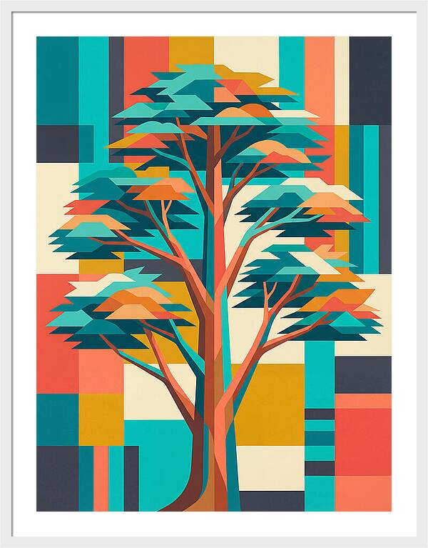 Cedar Tree In Vibrant Geometry