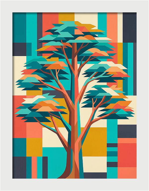 Cedar Tree In Vibrant Geometry