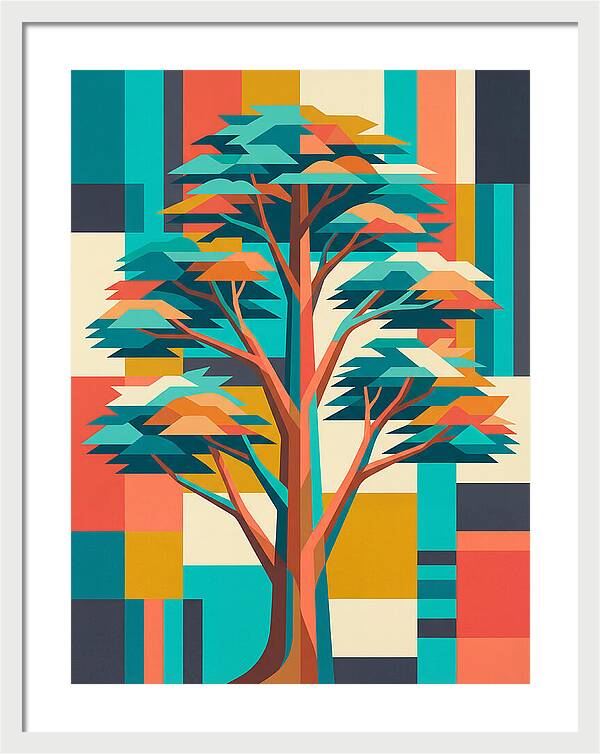 Cedar Tree In Vibrant Geometry