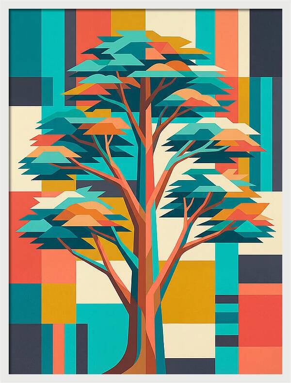 Cedar Tree In Vibrant Geometry