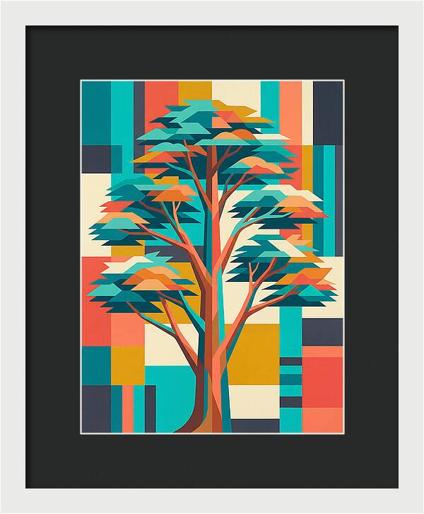Cedar Tree In Vibrant Geometry