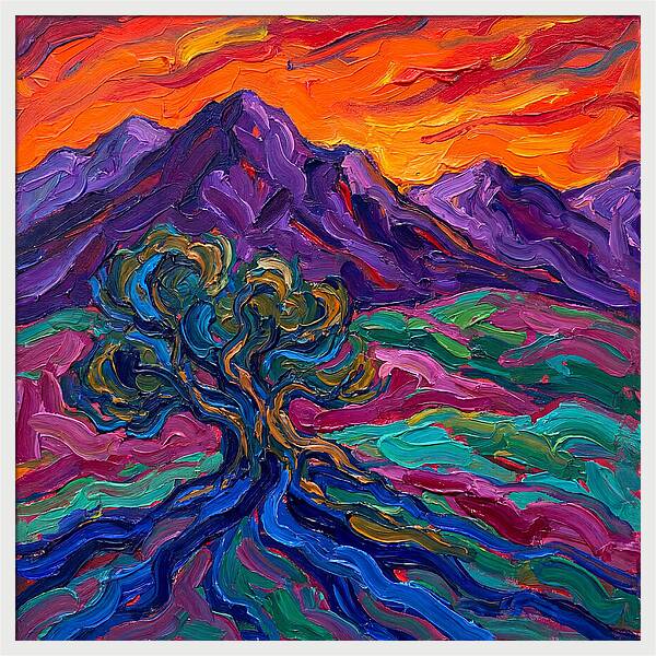 Cedar Tree Under Vibrant Skies