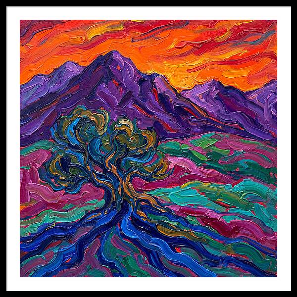 Cedar Tree Under Vibrant Skies