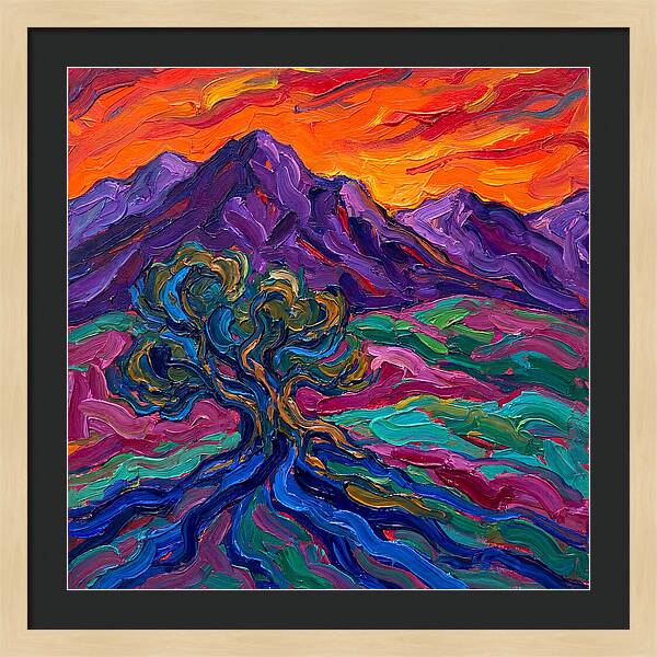 Cedar Tree Under Vibrant Skies