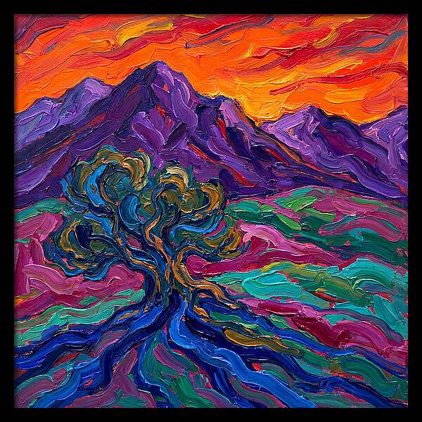 Cedar Tree Under Vibrant Skies