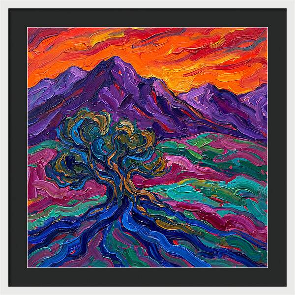 Cedar Tree Under Vibrant Skies
