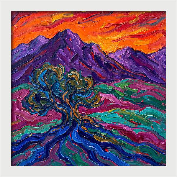 Cedar Tree Under Vibrant Skies