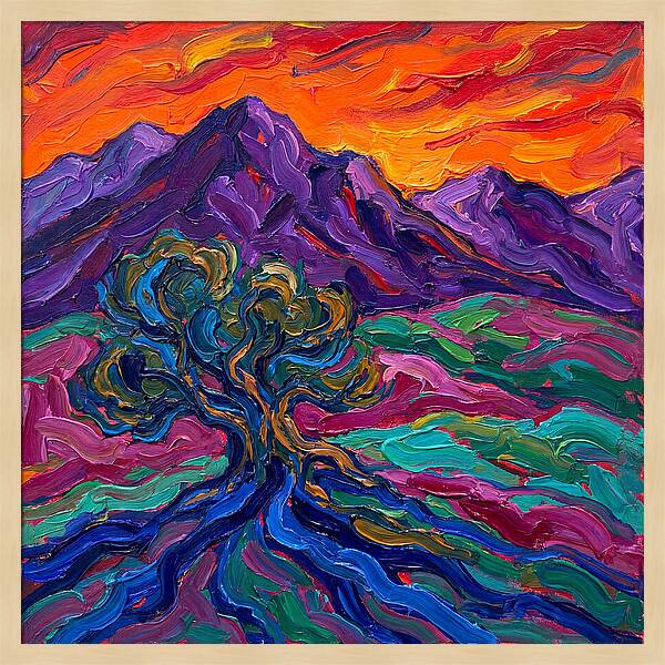 Cedar Tree Under Vibrant Skies
