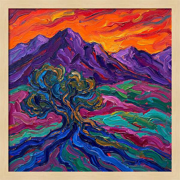 Cedar Tree Under Vibrant Skies