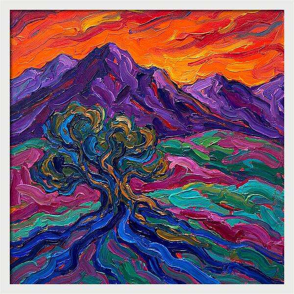 Cedar Tree Under Vibrant Skies
