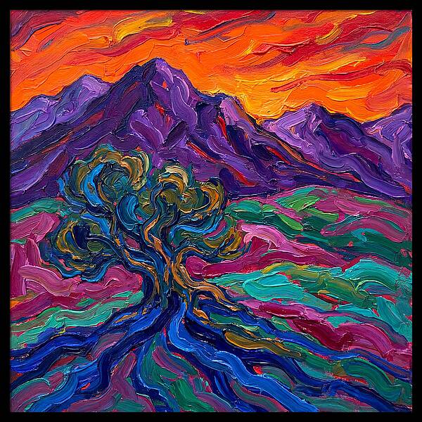 Cedar Tree Under Vibrant Skies