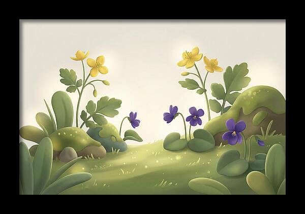 Celandine And Violets In Spring