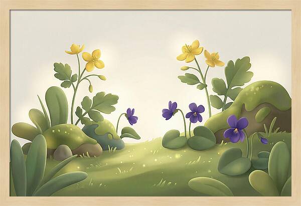 Celandine And Violets In Spring
