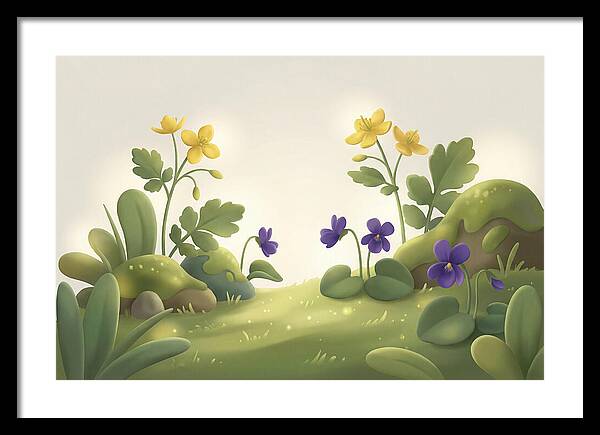 Celandine And Violets In Spring