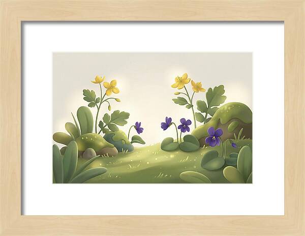 Celandine And Violets In Spring