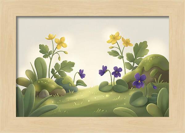 Celandine And Violets In Spring