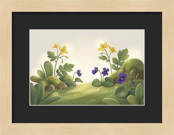 Celandine And Violets In Spring
