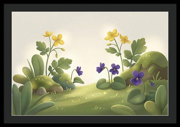 Celandine And Violets In Spring