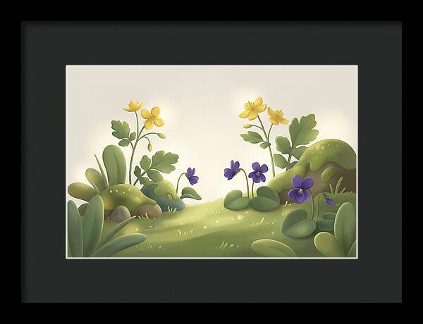 Celandine And Violets In Spring