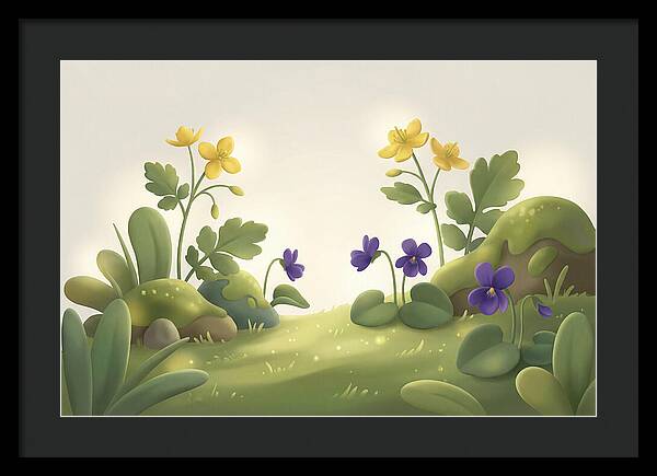 Celandine And Violets In Spring