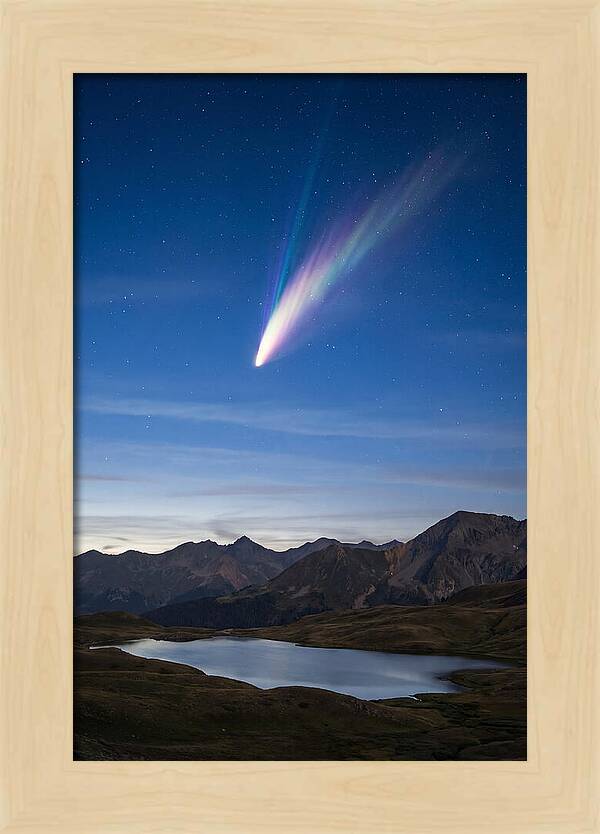 Celestial Comet Over Serene Landscape