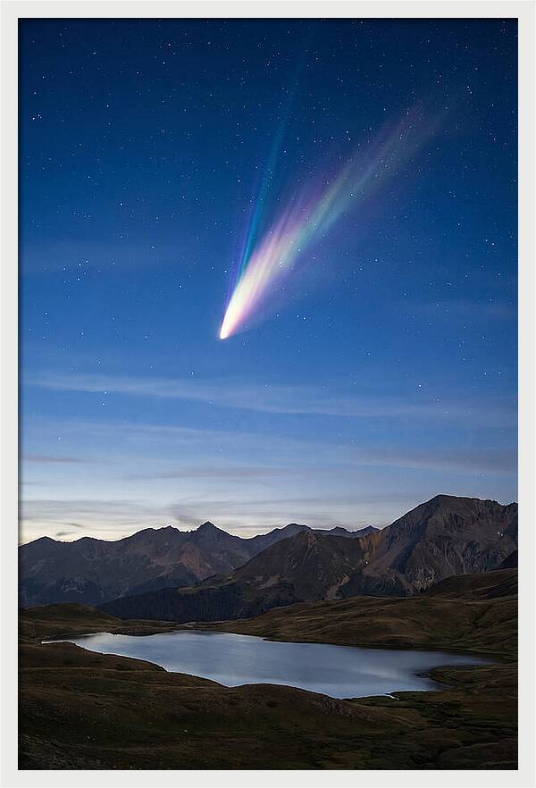 Celestial Comet Over Serene Landscape