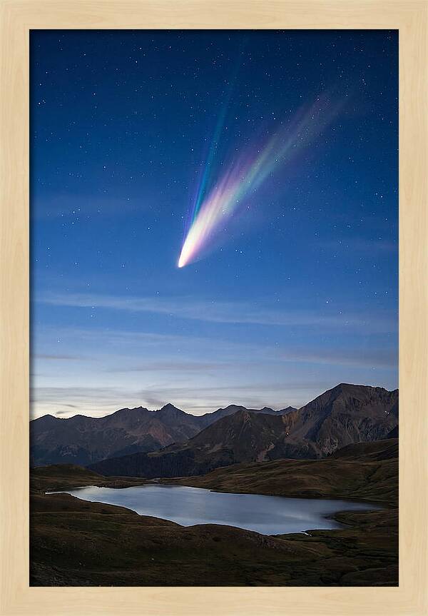 Celestial Comet Over Serene Landscape