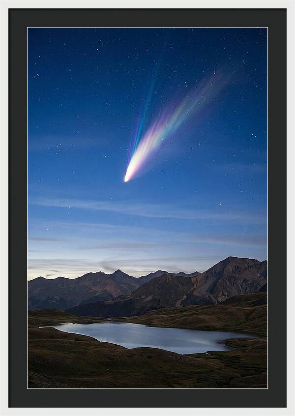 Celestial Comet Over Serene Landscape