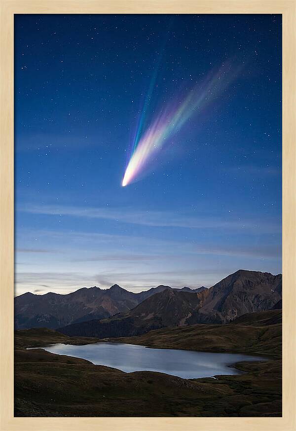 Celestial Comet Over Serene Landscape