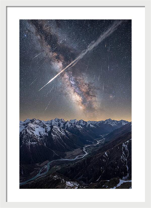Celestial Dance Above Rugged Peaks