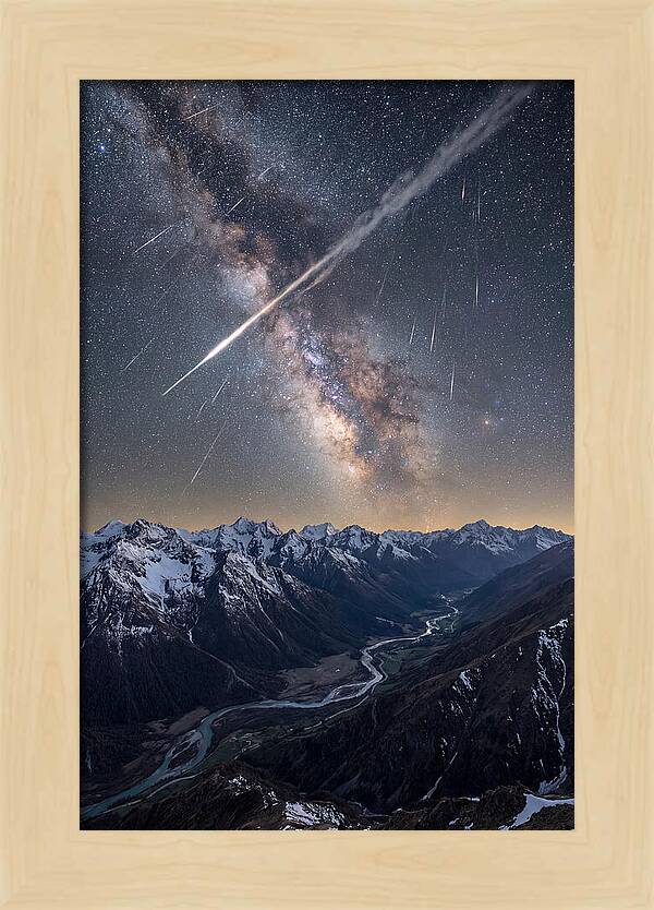 Celestial Dance Above Rugged Peaks