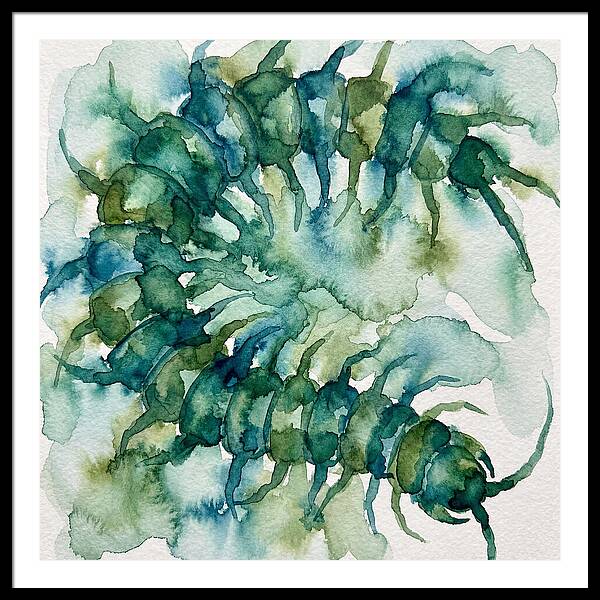 Centipede In Watercolor Swirls