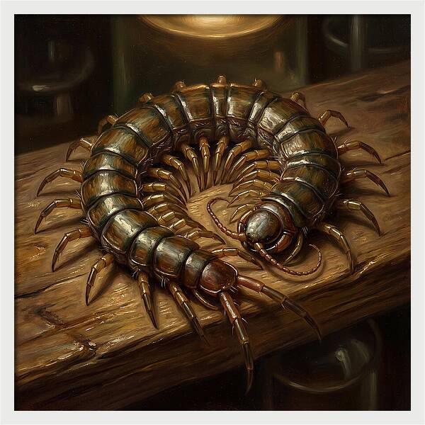 Centipede On A Wooden Surface