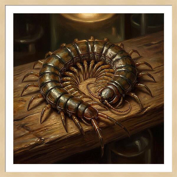 Centipede On A Wooden Surface