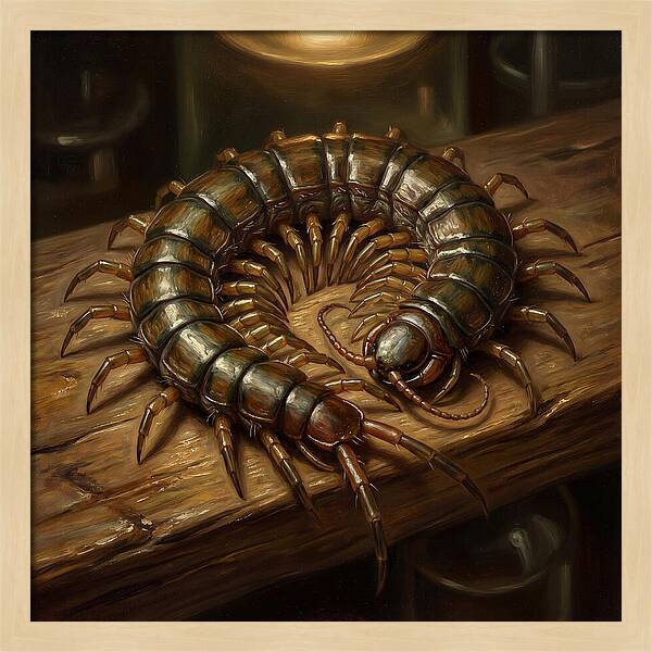 Centipede On A Wooden Surface