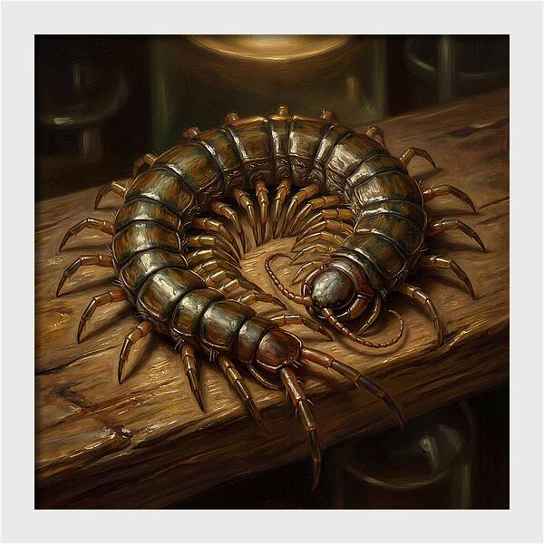 Centipede On A Wooden Surface