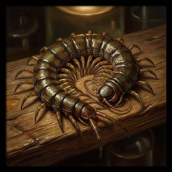 Centipede On A Wooden Surface