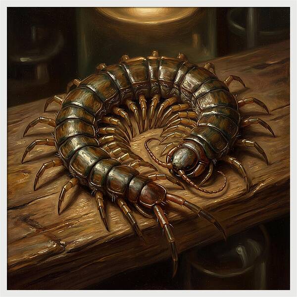 Centipede On A Wooden Surface