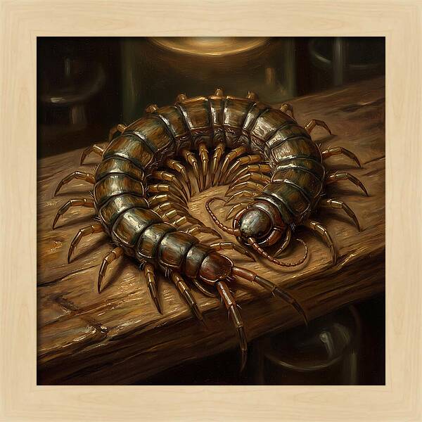 Centipede On A Wooden Surface
