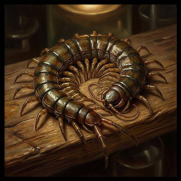 Centipede On A Wooden Surface